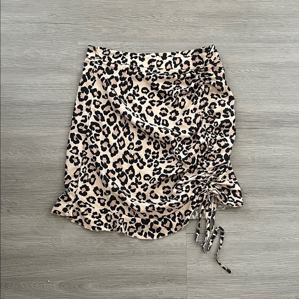 Leopard Print Ruched Skirt